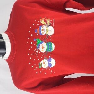 Vintage Morning Sun Hallmark Snowman Christmas red LG pullover sweatshirt